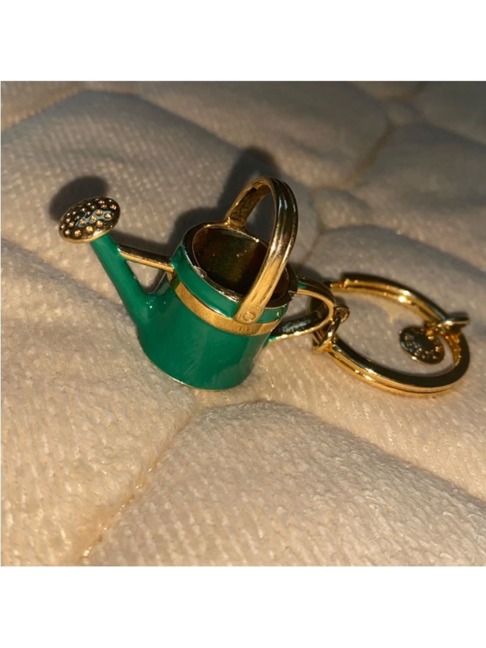 J. Crew RARE Flower Watering Can Keychain Green Gold Color‎